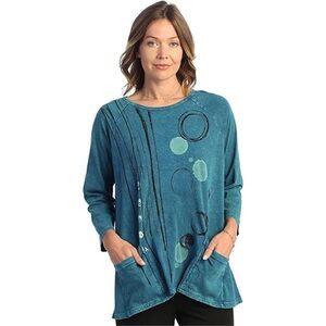 Jess & Jane Teal Abstract Women's Tunic Top